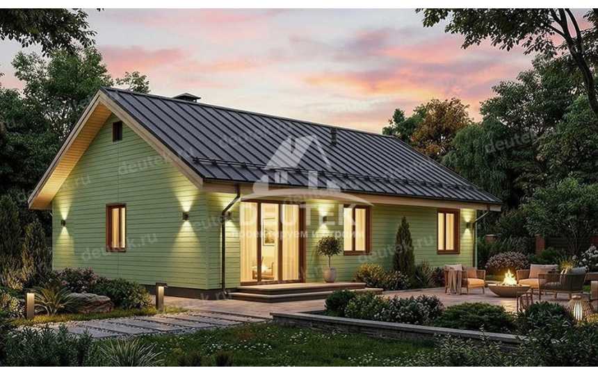 Проект дачного одноэтажного дома с тремя спальнями - LK-350