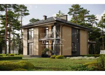 Проект узкого двухэтажного дома с большими окнами - LK-304