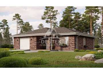 Проект загородного одноэтажного дома с двухместным гаражом - LK-306