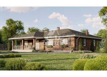 Проект квадратного одноэтажного дома с одноместным гаражом - LK-307