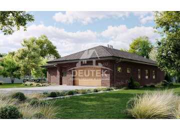 Проект квадратного одноэтажного дома с двухместным гаражом - LK-310