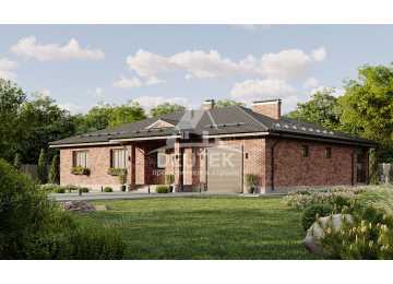 Проект квадратного одноэтажного дома с одноместным гаражом - LK-315