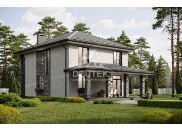 Проект загородного двухэтажного дома с большими окнами - LK-319