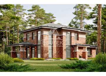 Проект узкого двухэтажного дома с большими окнами и тренажерным залом - LK-327