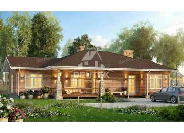 Проект узкого одноэтажного дома с тремя спальнями - LK-329