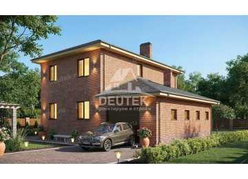 Проект дачного двухэтажного дома с одноместным гаражом - LK-334