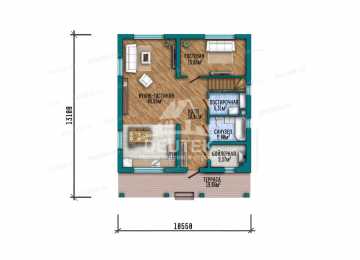 Проект жилого двухэтажного дома с большими окнами - LK-335