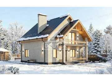 Проект квадратного двухэтажного дома с мансардой - LK-352