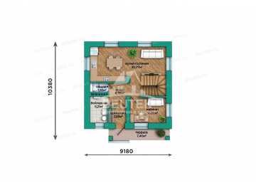 Проект квадратного двухэтажного дома с мансардой - LK-352