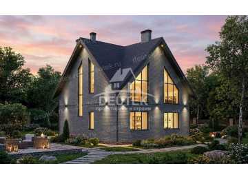 Проект современного двухэтажного дома с большими окнами - LK-353