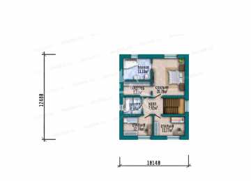 Проект квадратного двухэтажного дома с двухместным гаражом - LK-363