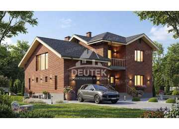 Проект загородного двухэтажного дома с одноместным гаражом и зимнем садом - LK-378