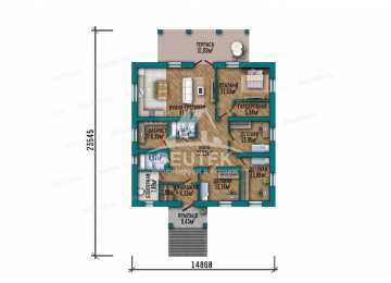 Проект узкого одноэтажного дома с кабинетом - LK-287