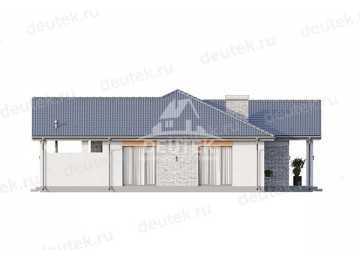 Проект загородного одноэтажного дома с баней и двумя террасами - LK-312