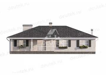 Проект квадратного одноэтажного дома с одноместным гаражом - LK-324