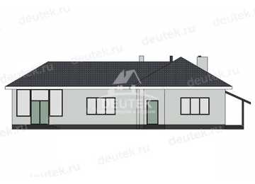 Проект углового одноэтажного дома с баней - LK-355