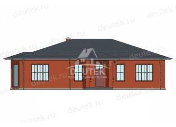 Проект дачного одноэтажного дома с эркером и кабинетом - LK-373