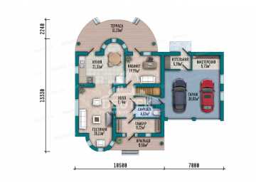 Проект дома с мансардой 210,44 м² — 3 спальни, большая терраса и гараж на 2 авто - LK-546