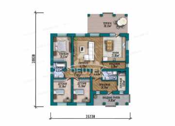 Проект одноэтажного дома 171 м² — 3 спальни, второй свет и терраса 28,12 м² - LK-562